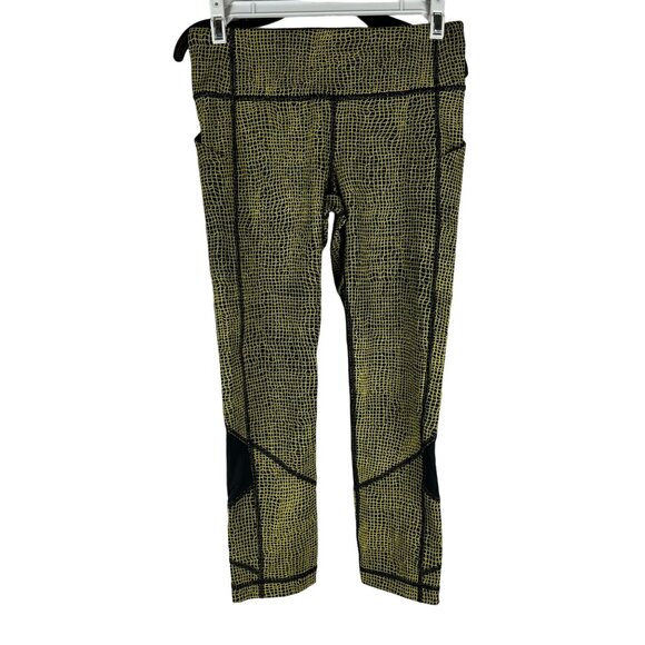 Lululemon Womens High-Rise Athletic Leggings Size 4 Yellow & Black Pattern - Picture 1 of 6